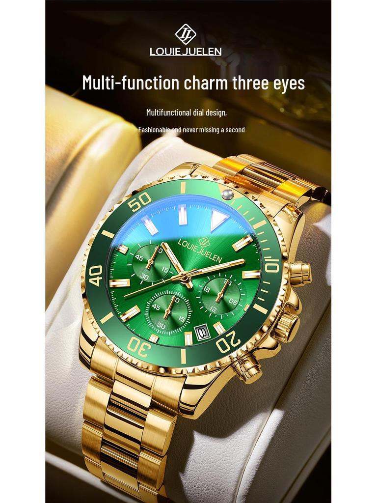 Louis Juren Herren Grüne Wassergott Leuchtende Wasserdichte Uhr