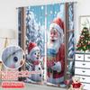2 Stück 2D Flachdruck Weihnachtsfenstervorhänge Weihnachtsmann Schneemann Winter Weihnachten Polyester Ohne Strom 0 Perfekt für