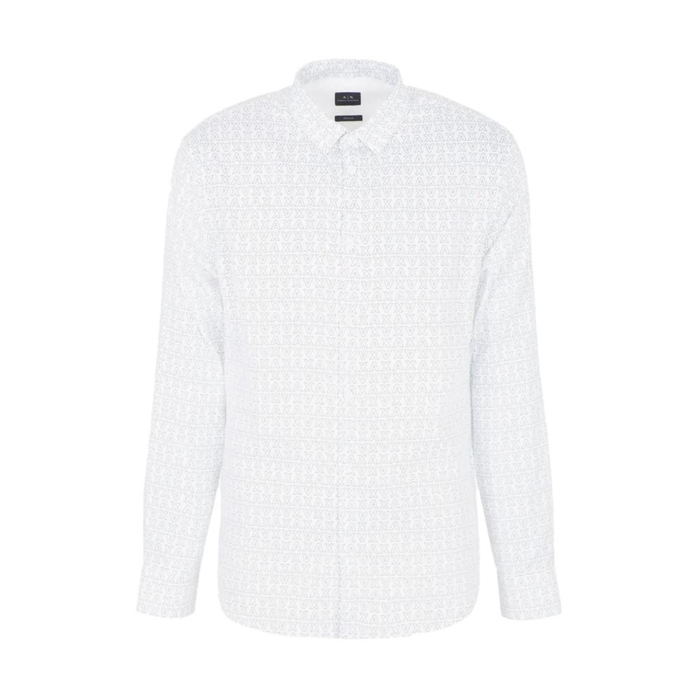 Armani Exchange Logo Print Single-Breasted Long Sleeve Shirt Men shirts 6RZC45-ZNZRZ-21CL