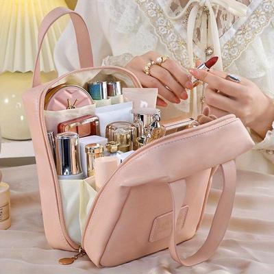 Borsa per il trucco a conchiglia portatile con alto valore estetico, borsa per cosmetici portatile di grande capacità, borsa da viaggio per il trucco
