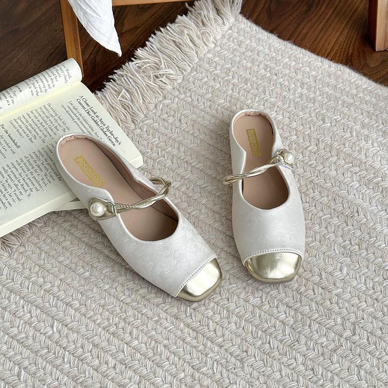 Xiaoxiang square head flat-soled single shoes women's shoes spring shallow mouth soft-soled Mary Jane shoes evening shoes