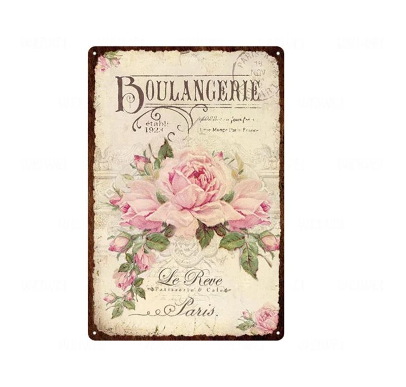 Flower Vintage Shabby Metal Tin Sign Artistic Tin Painting Indoor Home Living Room Decor Pin Up Man Cave Wall Sticker Tin Pla