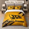 Custom Bedding Set JCB Pattern, Print Name Text 1 Duvet Cover Plus 2 Pillowcases Home Textile
