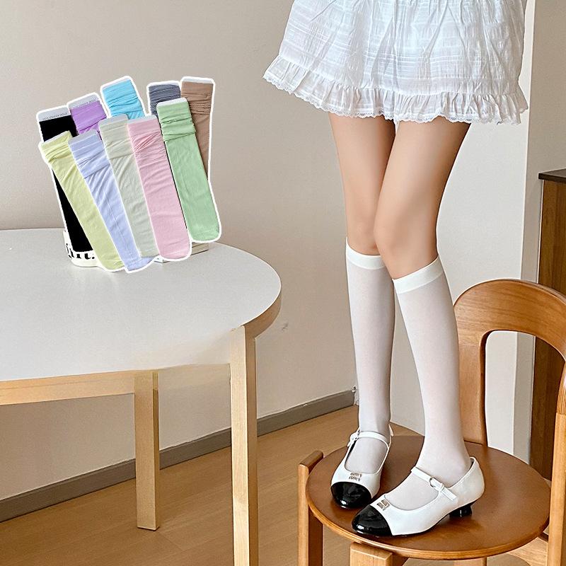 

Summer Thin Socks, Girls Thigh-high Socks, Student Velvet, Dopamine Color, Knee-calf 1 pair вершковий