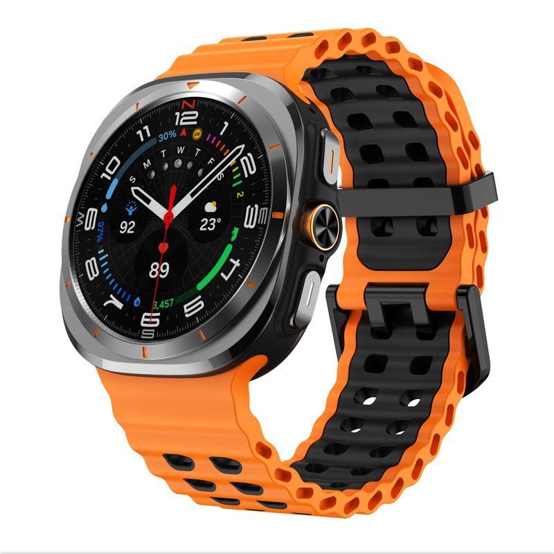 

Suitable for Samsung Galaxy Watch Ultra2025 Silicone Strap 47 Marine Two-Color Sports Breathable Wrist Strap Orange Black ultra/ultra2025 Neutral