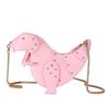 Tendência Moda 3D Dinossauro Design Rebites Couro PU Menina Corrente Bolsa Bolsa de Ombro Tote Senhoras Crossbody Mini Bolsa Mensageiro Aba