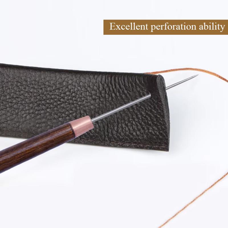 Alezoare cu Mâner de Lemn Instrumente de Perforat Piele Alezoare Drepte pentru Piele Perforator Burghie pentru Artizanat din Piele Alezor Cusut Manual