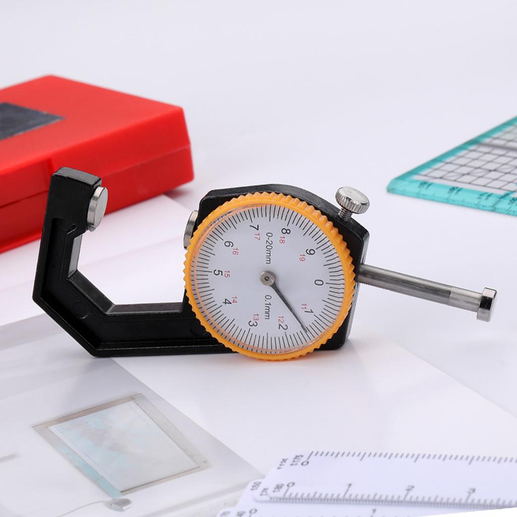 Dickenmessgerät, 0–20 mm Bereiche, Messuhranzeige für Juweliertechniker, Leder- und Stoffmessung mit 0,1 mm Genauigkeit