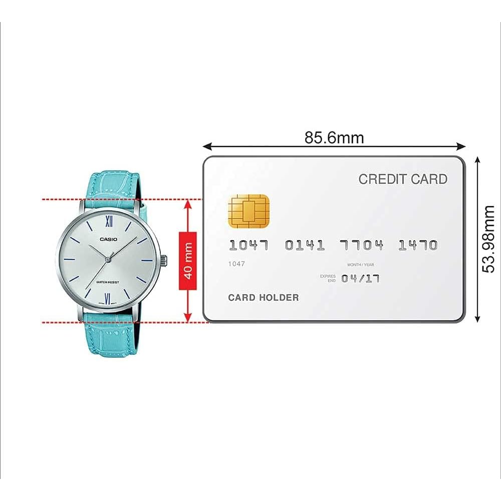 Casio LTP-VT01L-7B3 Women's Minimal Silver Dial Blue Leather Band Analog Watch Casual