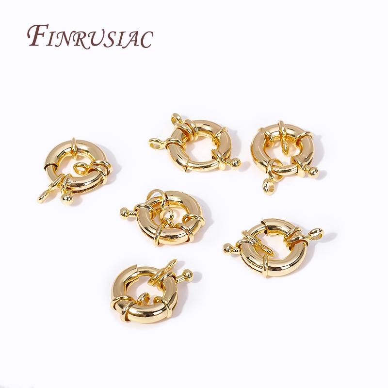 14k Gold Plated Brass Metal Jewelry Clasps Fasteners DIY Handmade Necklace Accessories 9/11.5/15MM Carabiner Spring Ring Clasps