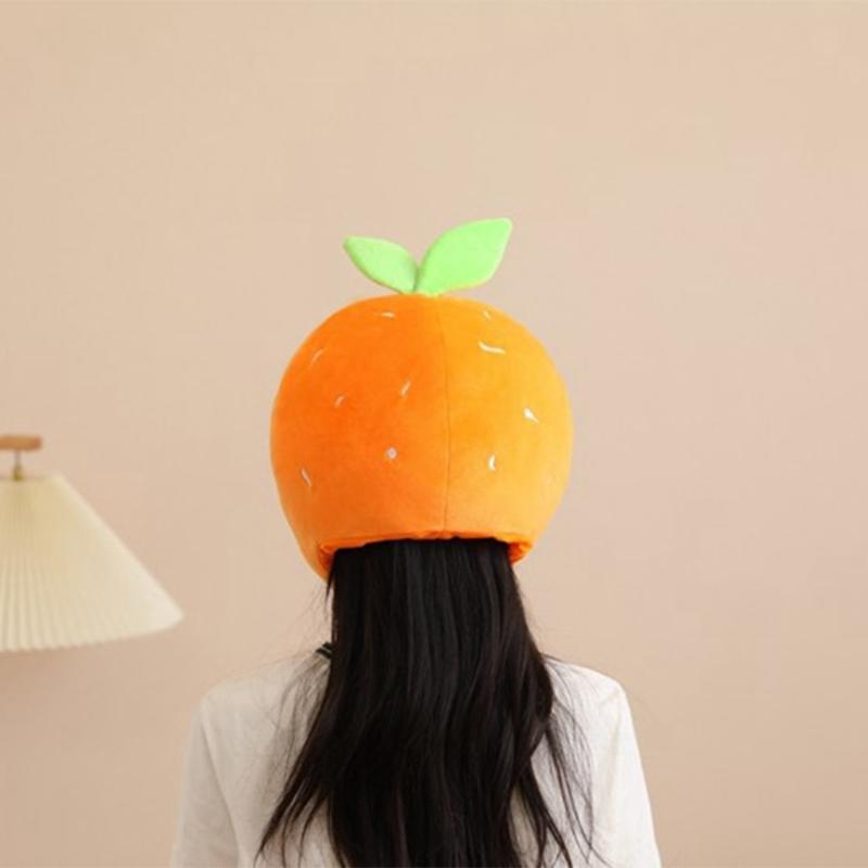 Ny Rolig Satsumas-Huvudbonad Plysch Satsumas-Hatt Tecknad Frukt-Huvudbonad Hatt Fotorekvisita för Kvinnor Män Gåvor