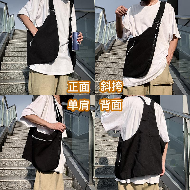 Men's Workwear Vest Backpack - Trendy Canvas Crossbody Bag for Outdoor Travel Hiking Ins Style