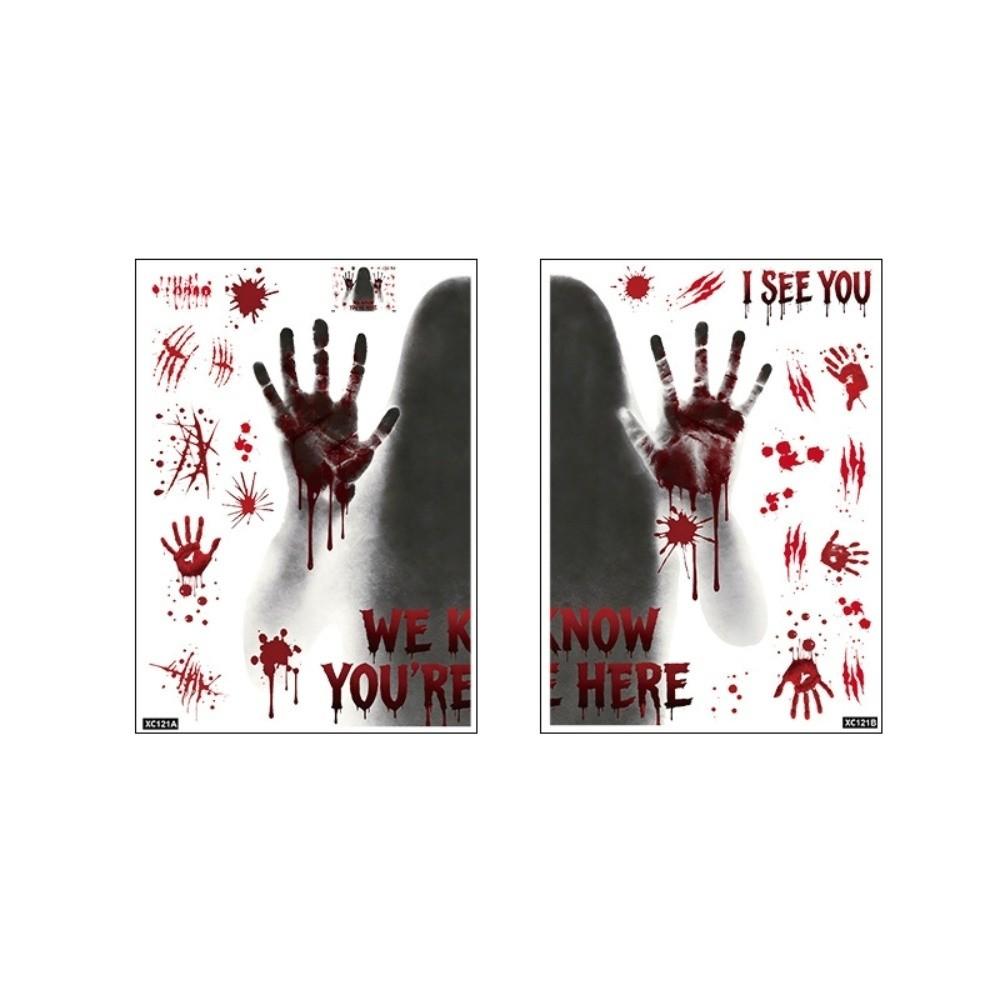 Bloodstained Handprint Scary Ghost Window Sticker Spooky Party Door Stickers Glass Mirror