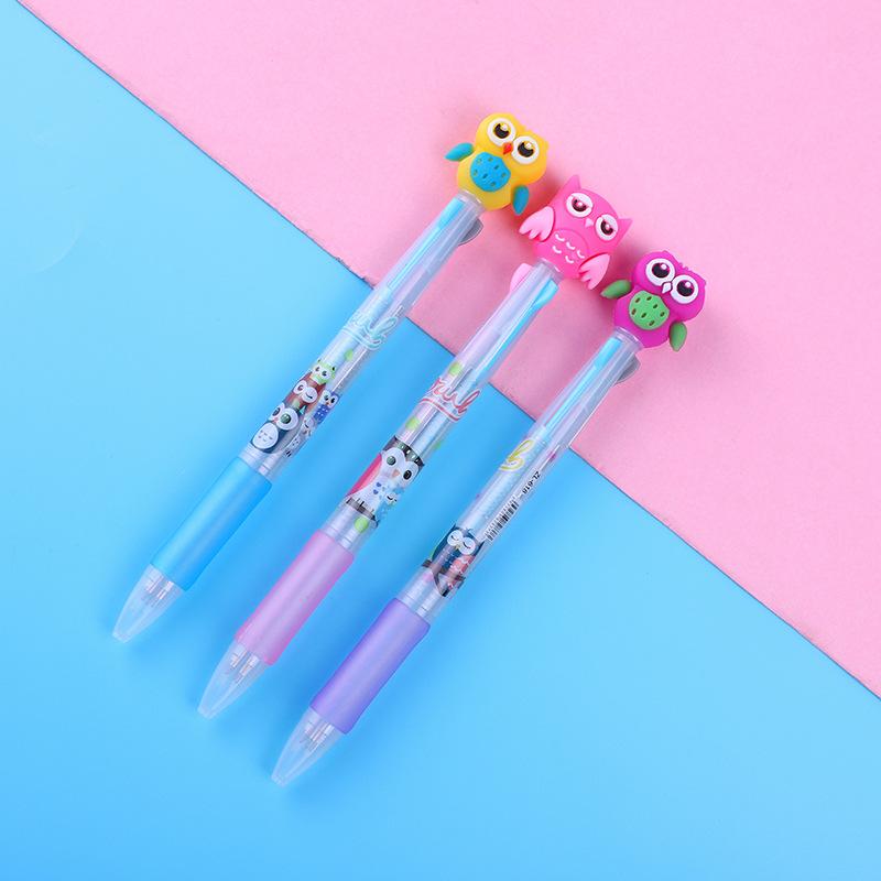 1Pc Cute Cartoon Multicolor Ballpoint Pens Kawaii Unicorn Swan Portable 3 Color Pen Writing School Stationery Office Supplies Back To School Season