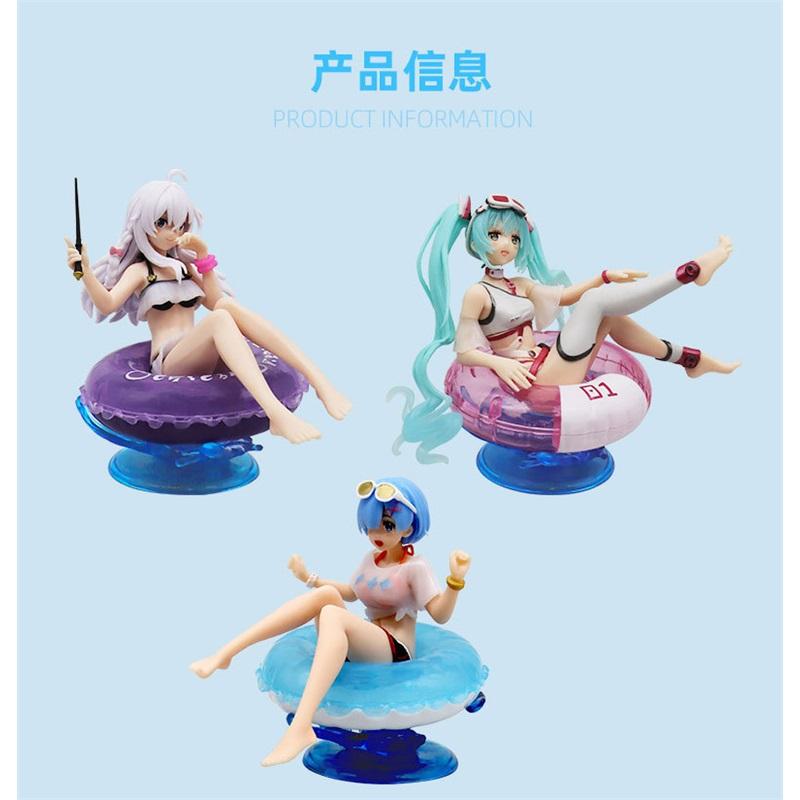 Anime Girl Figure Bundle, Elaina Rem Miku Anime Collectible Model, Car Dashboard Decor Gift