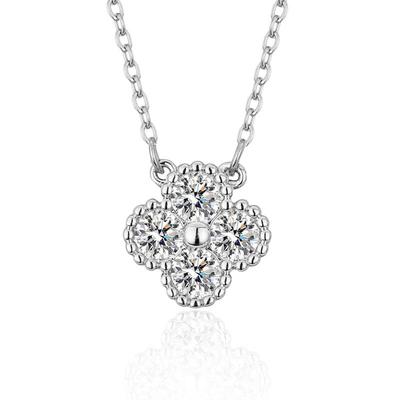 Elegant Moissanite Four-Leaf Clover Pendant Necklace - S925 Sterling Silver