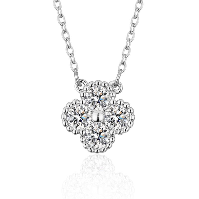 Elegant Moissanite Four-Leaf Clover Pendant Necklace - S925 Sterling Silver