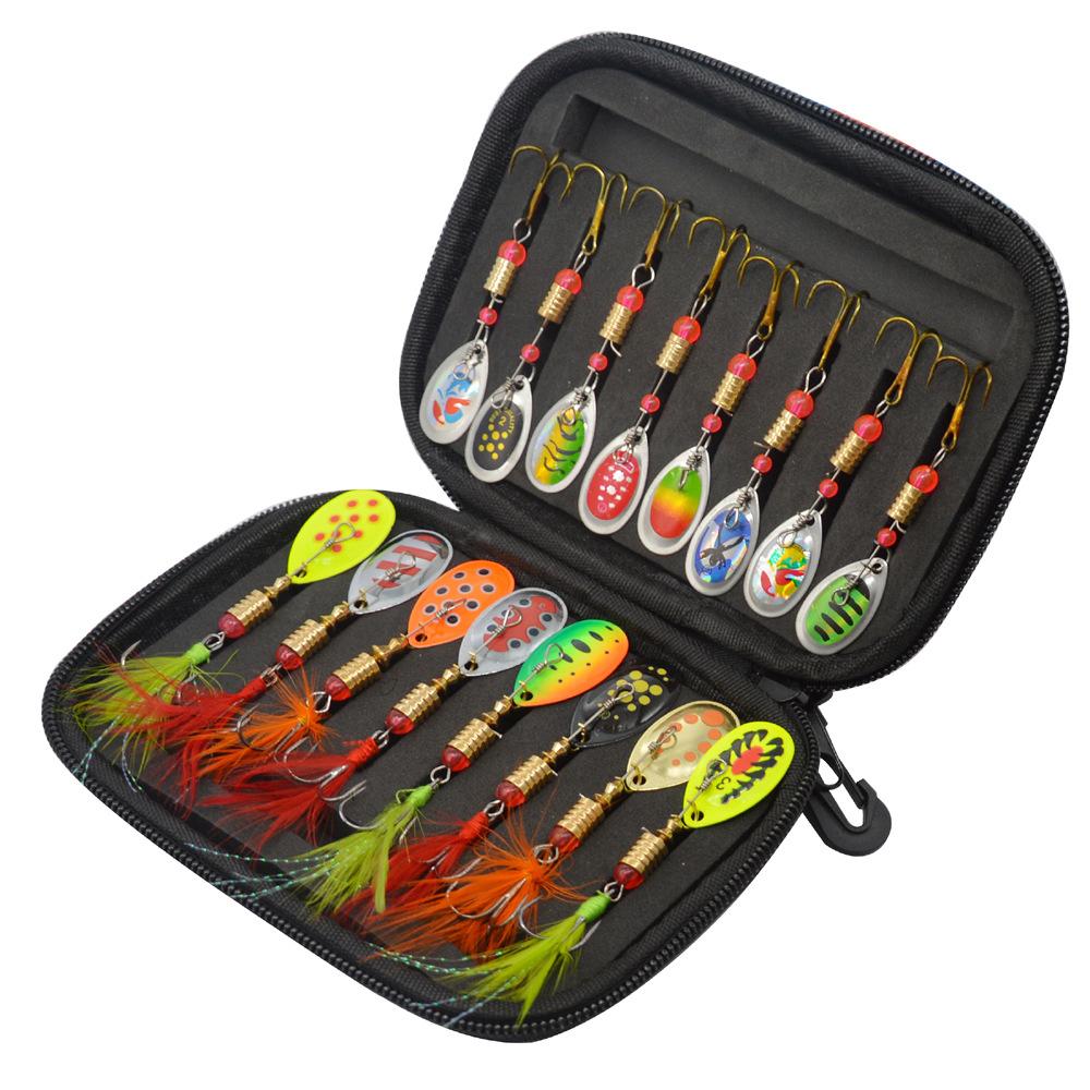 Hot 16Piece Set of Lure Bait, Rotating Composite Sequin Fishing Gear Bag, Metal Sequin Fake Bait