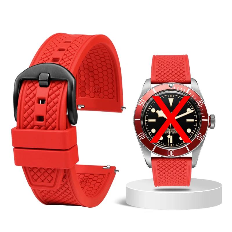 20mm 22mm Premium-Grade Fluororubber Watch Strap For Seiko IWC Rolex Casio Waffle Strap Universal Men Diver Sports Watch Band