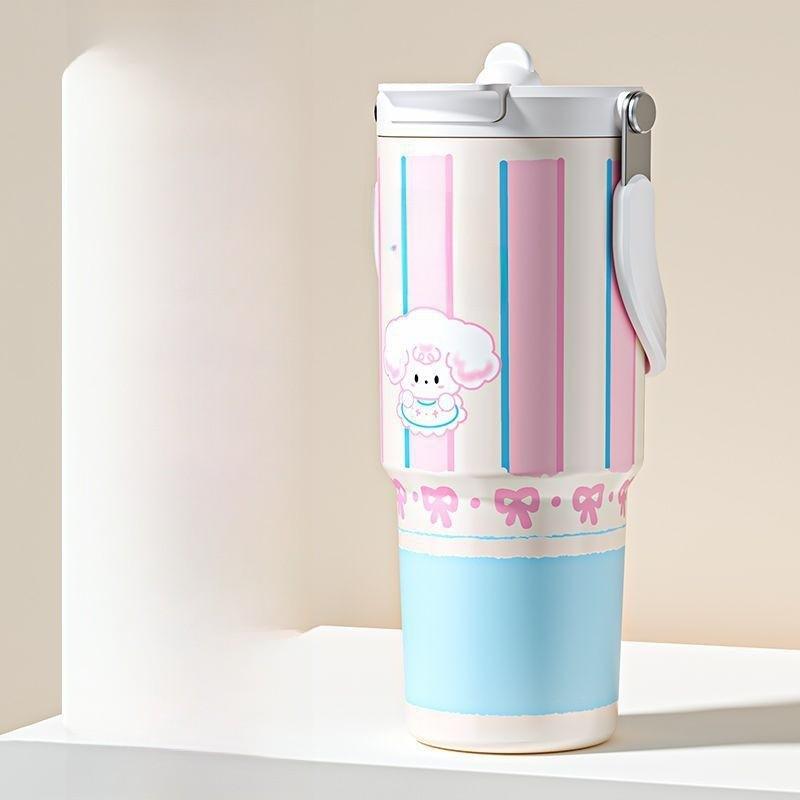 Cartoon Bunny Insulated Travel Mug With Handle And Stainless Steel For Kids And Adults