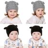 Baby Hat and Mittens Set Kids Knitted Beanie Cap Winter Warm Pompom Hats Gloves