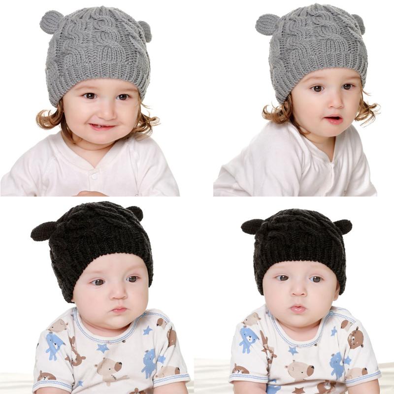 Baby Hat and Mittens Set Kids Knitted Beanie Cap Winter Warm Pompom Hats Gloves