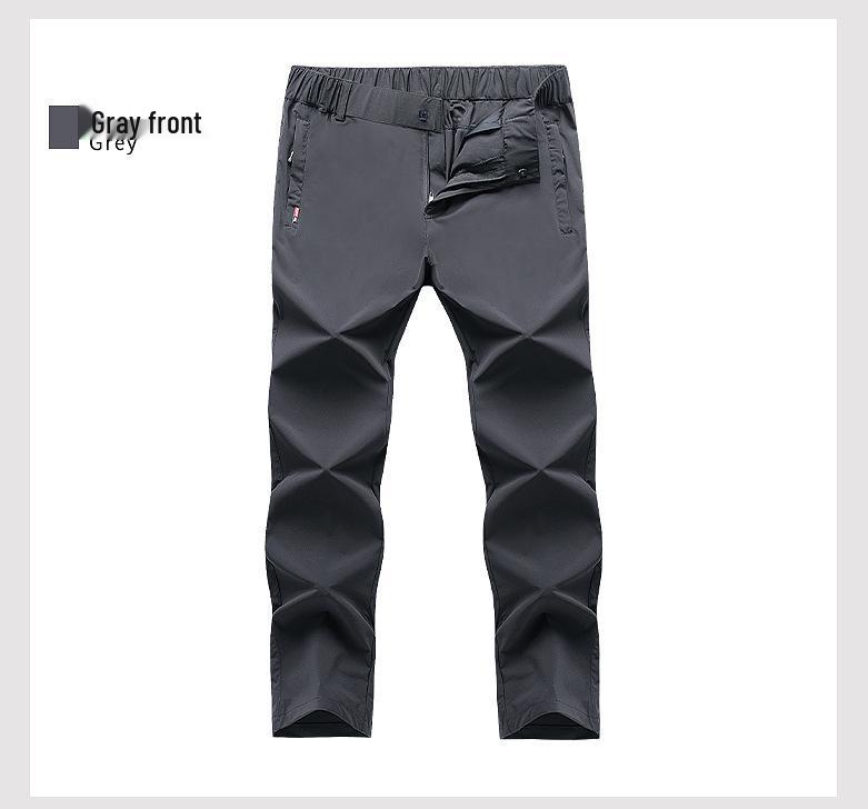 Men's Breathable Elastic Quick-Dry Ice Silk Pants - Loose Fit, Plus Size, Summer Fashion Casual Long Pants