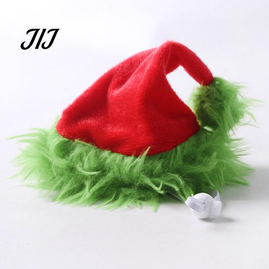 Cat Kitten Puppy Hat Christmas Pet Hat, Plush Dog with Fuzzy Green Trim, Santa Soft Skin Friendly Cap Adjustable Elastic Band for Cats Dogs