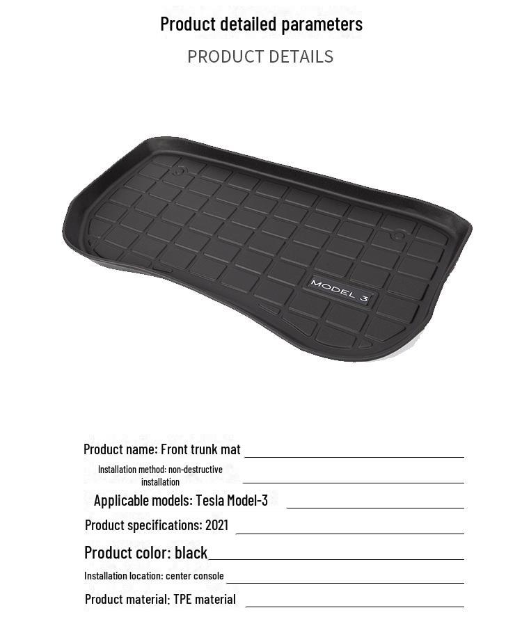 Tesla Model 3/Y Custom Front & Rear TPE Trunk Mats