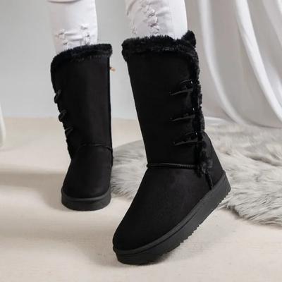 Fashion 2024 Women's Shoes Hot Sale Light Mid-Calf Women's Boots Warm Snow Boots Women Button Round Toe Slip On Flat with Female Shoes
