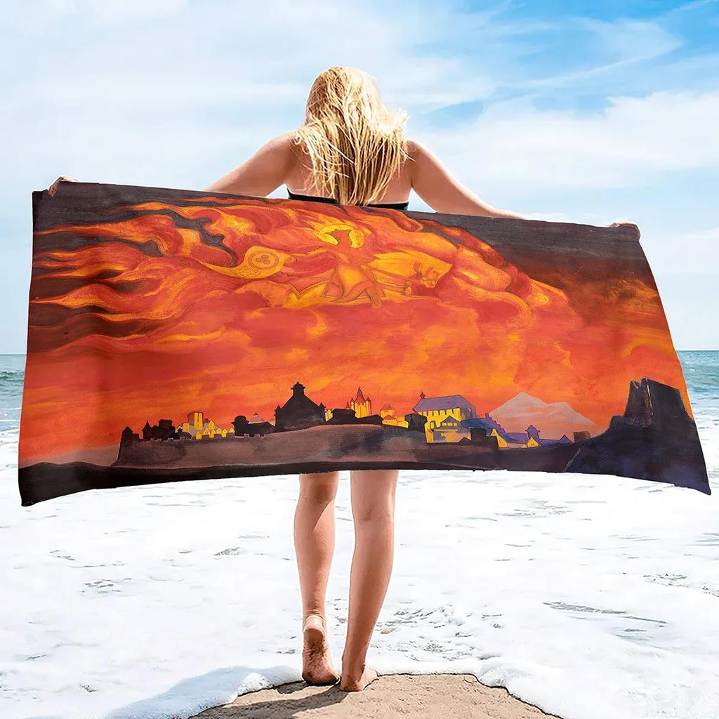 Roerich Paintings Microfiber Oversized Lightweight Beach Towel Extra Large Sand Free Towels Travel Swim Pool Yoga Gym Camping