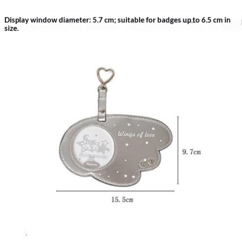 Creativity Wing Pu Leather Badge Card Holder Round Badge Protective Cover Display Pendant Mini Pain Bag Ornament Card Holder