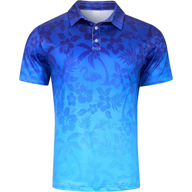 Hawaiian Flower Plants 3D Print Polo Shirts For Men Clothes Harajuku Short Sleeve Cool Button