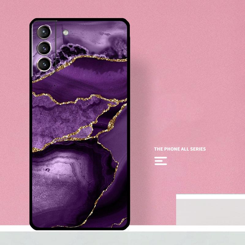 Teal Blue Gold Agate Marble Phone Case For Samsung Galaxy S26 S23 Ultra S20 S21 S22 S24 S25 Plus S10 S25 FE Cover Coque