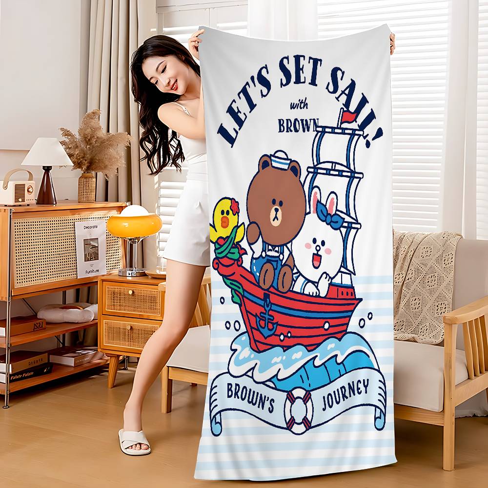 L-LINE ANIMATION FRIENDS Microfiber Printed Beach Towel Mountain Climbing Yoga Beach Swimming Running Absorbent Soft Towel