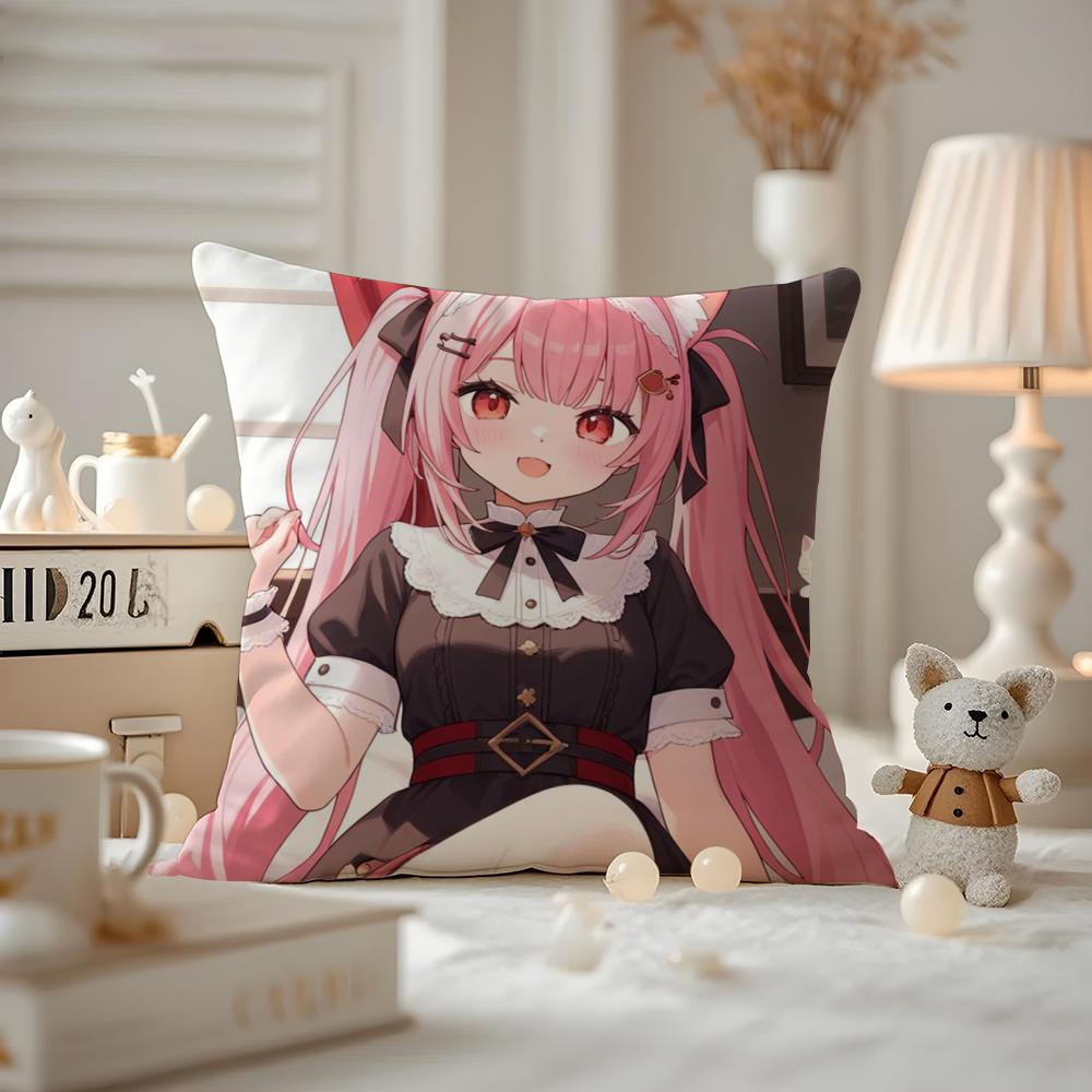 Cat Girl Cute NNekoparaS Cushion Cover Antidustmite Pillowcase Invisible zipper silky short plush Sofa cushion cover