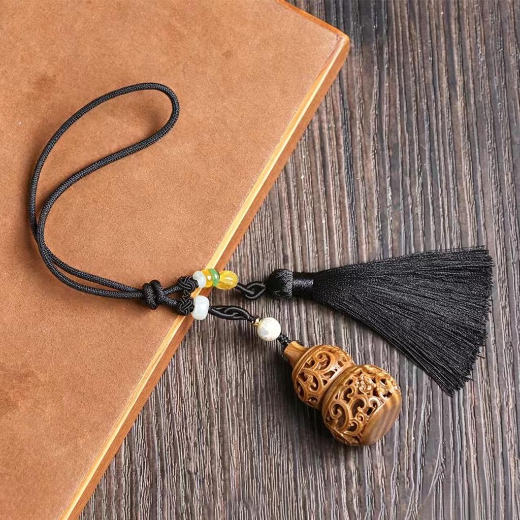 Sandalwood Luminous Stone Perfume Pendant – Hollow Gourd Car Ornament Bag Charm