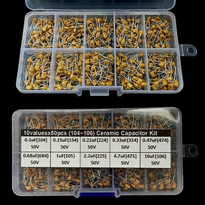 Supplies Capacitor Ceramic Kit Set 0.1uF~10uF 10 Values 104-106 50 Volts