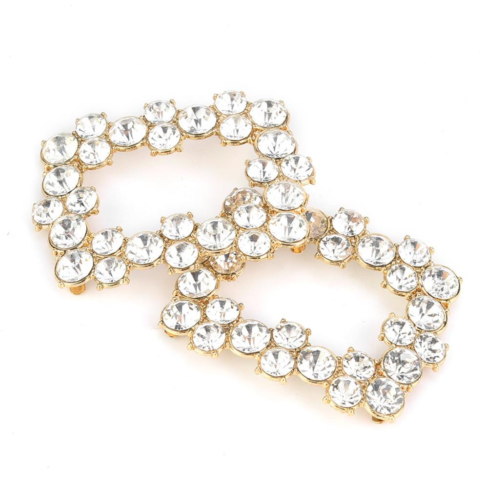 2pcs Metal Base Crystal Shoe Buckle Crystal Rhinestone Shoe Decoration Charm For Pumps