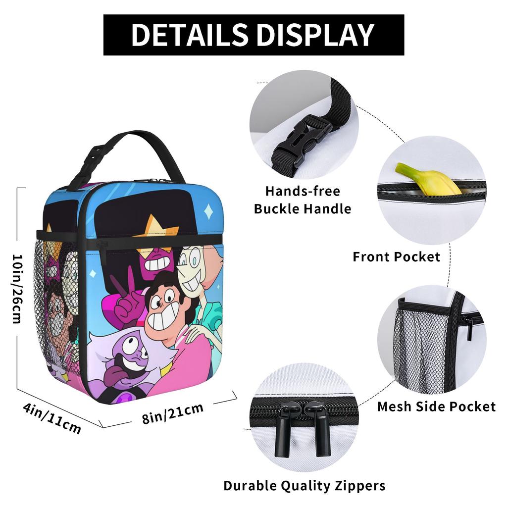 Crystal Gems Steven Universe Lunch Bag Leisure Office Lunch Box Print Portable Thermal Tote Handbags