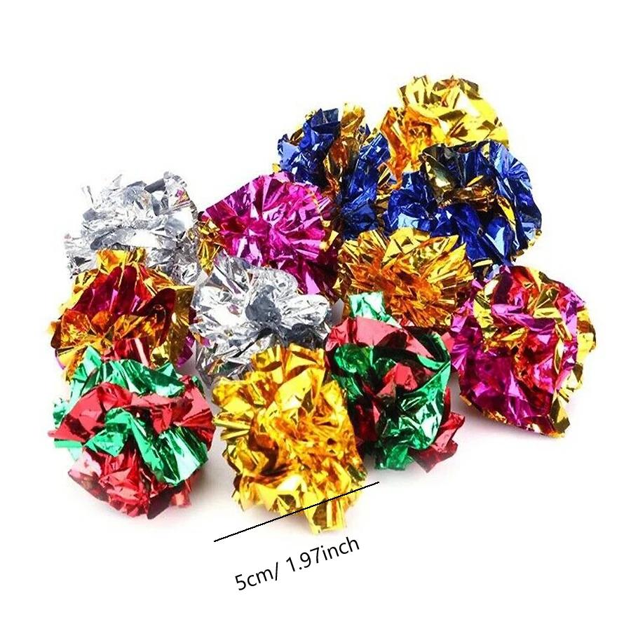 5/10Pcs Crinkle Ball Cat Toys with Crackling Sound & Laser Reflection, Durable Scratch-Resistant Paper Balls for Kittens