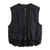 Y2K Summer Loose Casual Cardigan Women's Vest Fashion Lunch Break Solid Colour Zip Vest