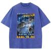 Retro Autism Wolf T Shirt Vintage Washed  Cotton TShirt Graphic Tee Casual Streetwear for Spring Summer Fall