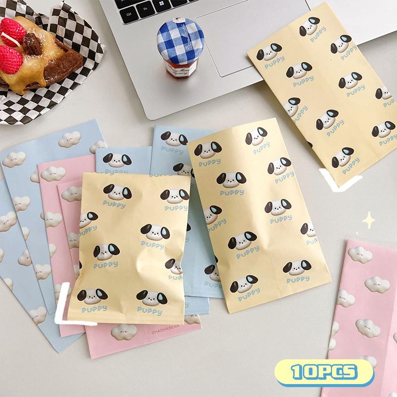10Pcs Cute Cartoon Design Gift Paper Bag Kawaii Color Girl Paper Bag Snack Bag