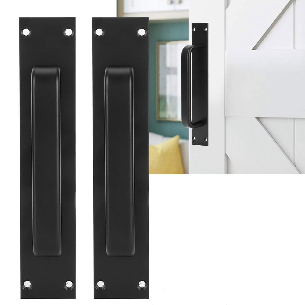 2 Pack Aluminum Alloy Door Pull Handle Black Barn Door Handles Sliding Door Handle  Kitchen Cabinet