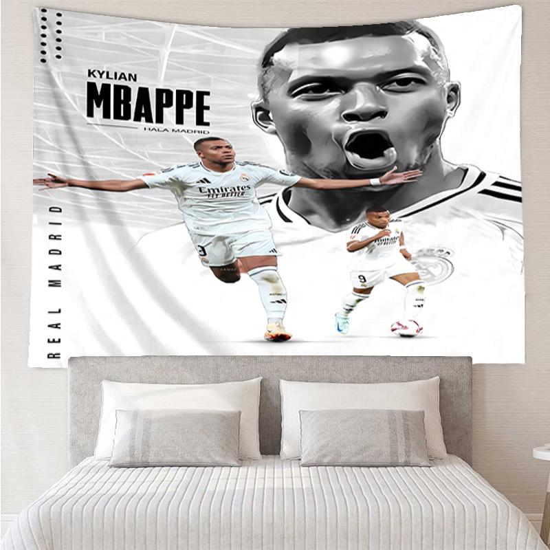 Kylian Mbappé Tapestry for Bedroom Aesthetic Classroom Tapestries Wall Hanging for Living Room Dorm Office,Ideal Creative Gift