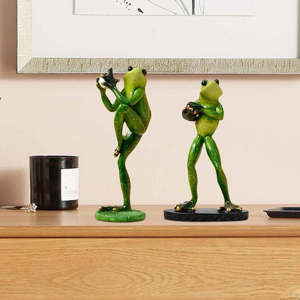 Frog Garden Statue Animal Sculpture Bedroom Ornament Birthday Gift Resin Figurine Desk Figure for