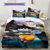 Literie motif Son Goku, Ensemble couette Housse de couette Taie d'oreiller Cadeau d'anniversaire pour la maison (1 housse de couette + 2 taies d'oreiller, sans garniture.)