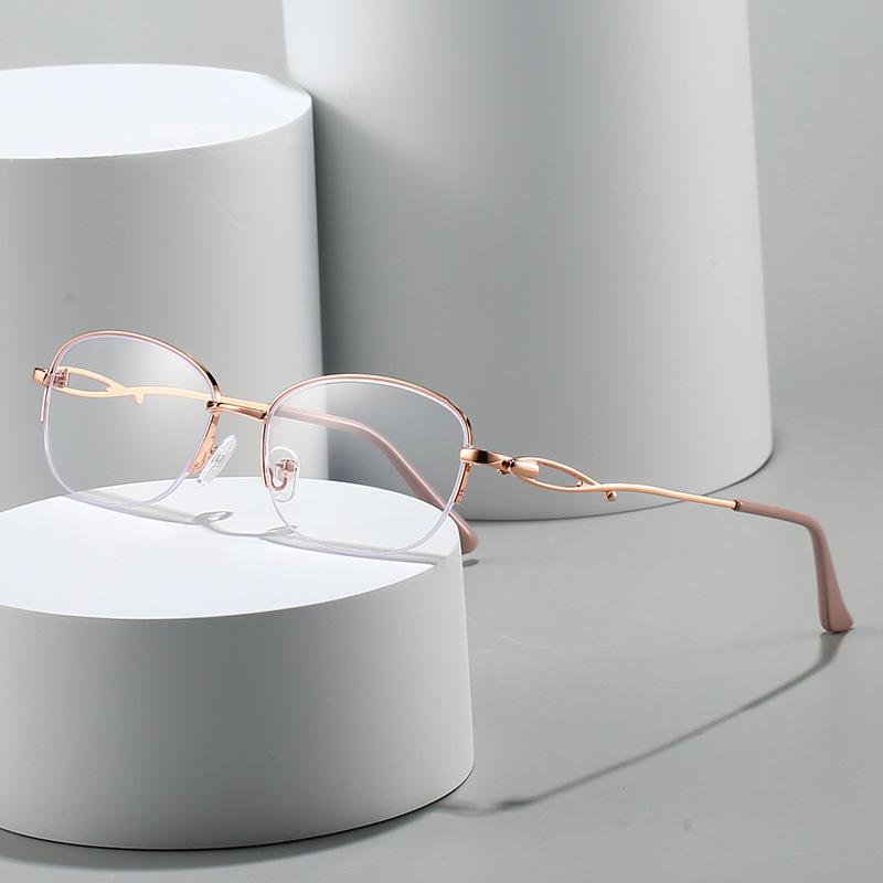 New Metal Semi-Rimmed High-Definition Photochromic Myopia Glasses Unisex Fashionable Trendy Versatile Eyewear 0 To -4.0