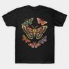 Ornate Symmetrical Moths In Vibrant Color T Shirt Vintage Washed Top For Everyday Wear Stretched Unisex Stylish Fashion Graphic